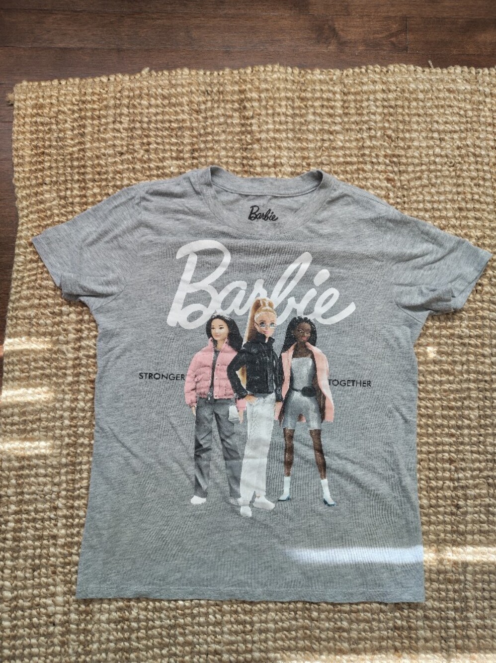 Barbie Light Gray Short Sleeve Tee with Diverse Dolls Graphic